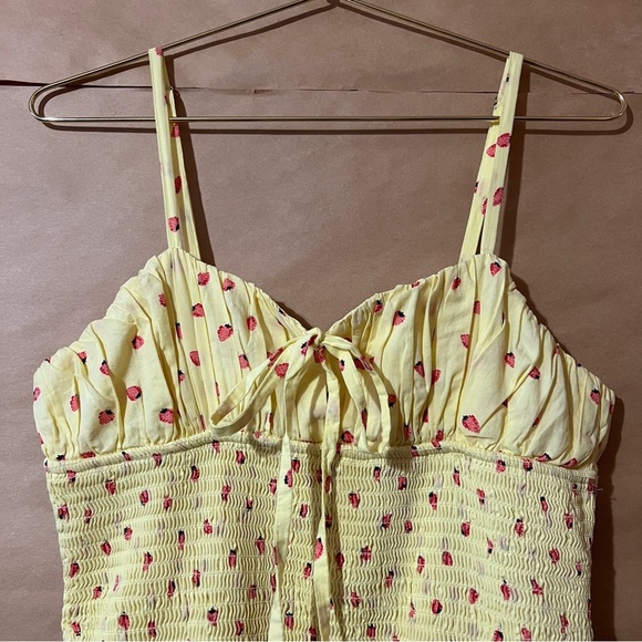 Free People | Strawberry Lemon Combo Lavender Daze Midi Dress Smocked Size S - Picture 4 of 14